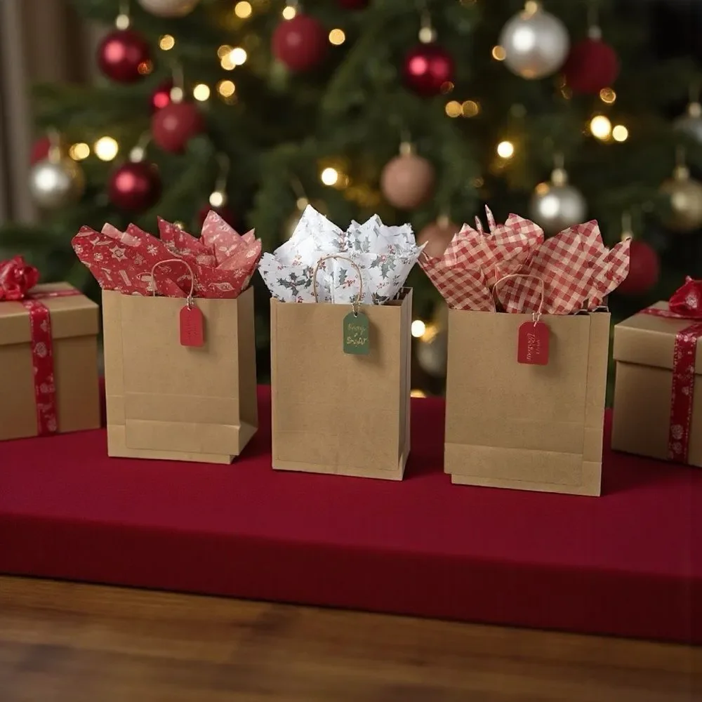 XMAS 2  1 Set of 3 Gift Bags-All in One Festive Gift Bag Set